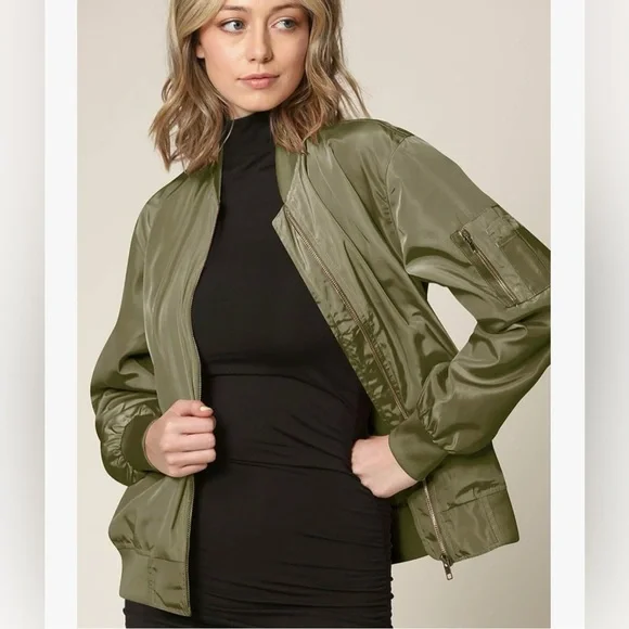 Classic Lightweight Jacket Multi Pocket Windbreaker Bomber Jacket -olive - Picture 3 of 6